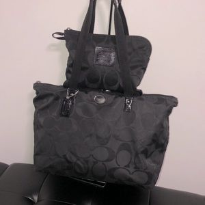 Coach Black Signature Tote Bag